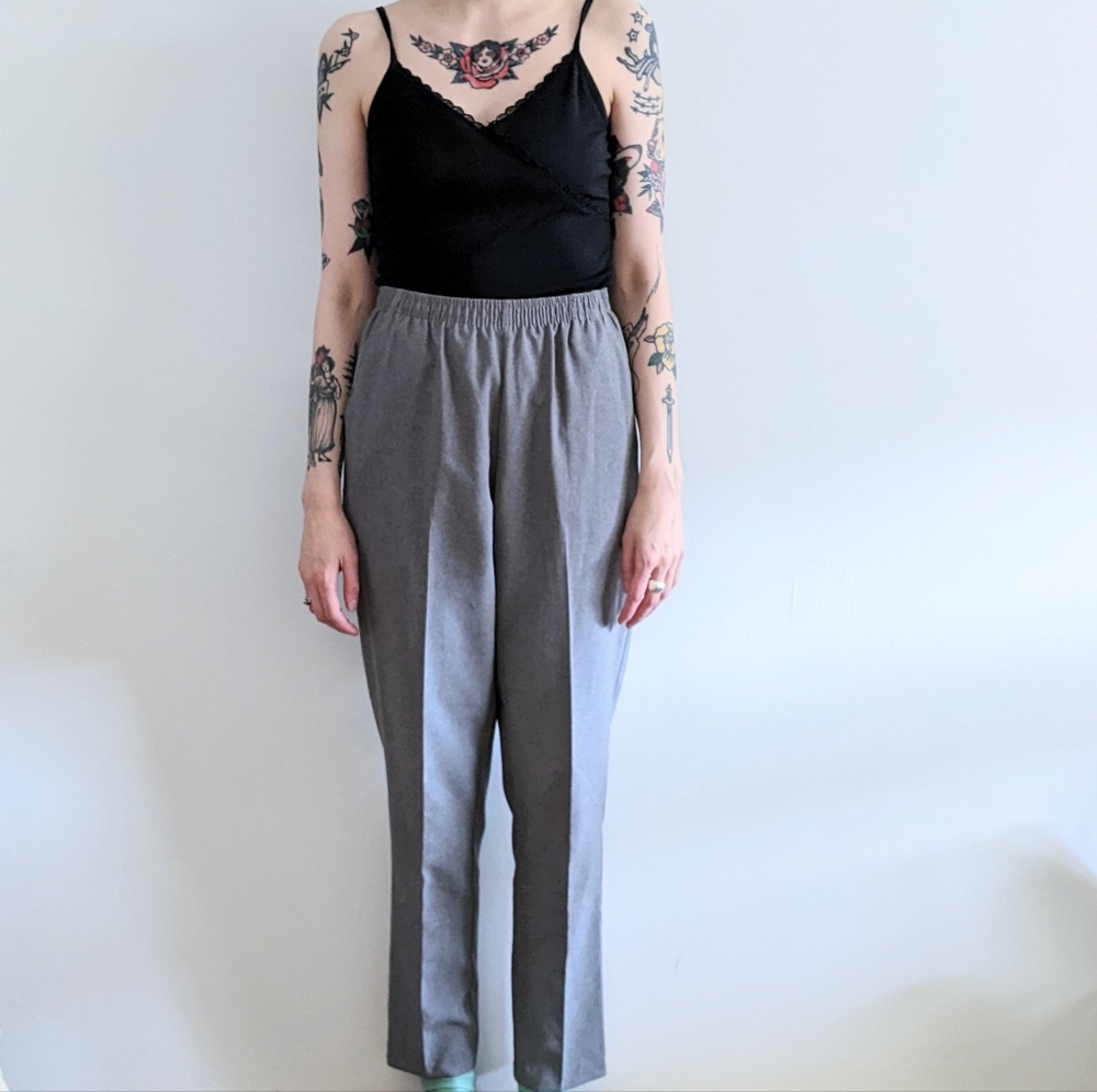 1990’s Minimalist Grey Trousers with Elastic Waist